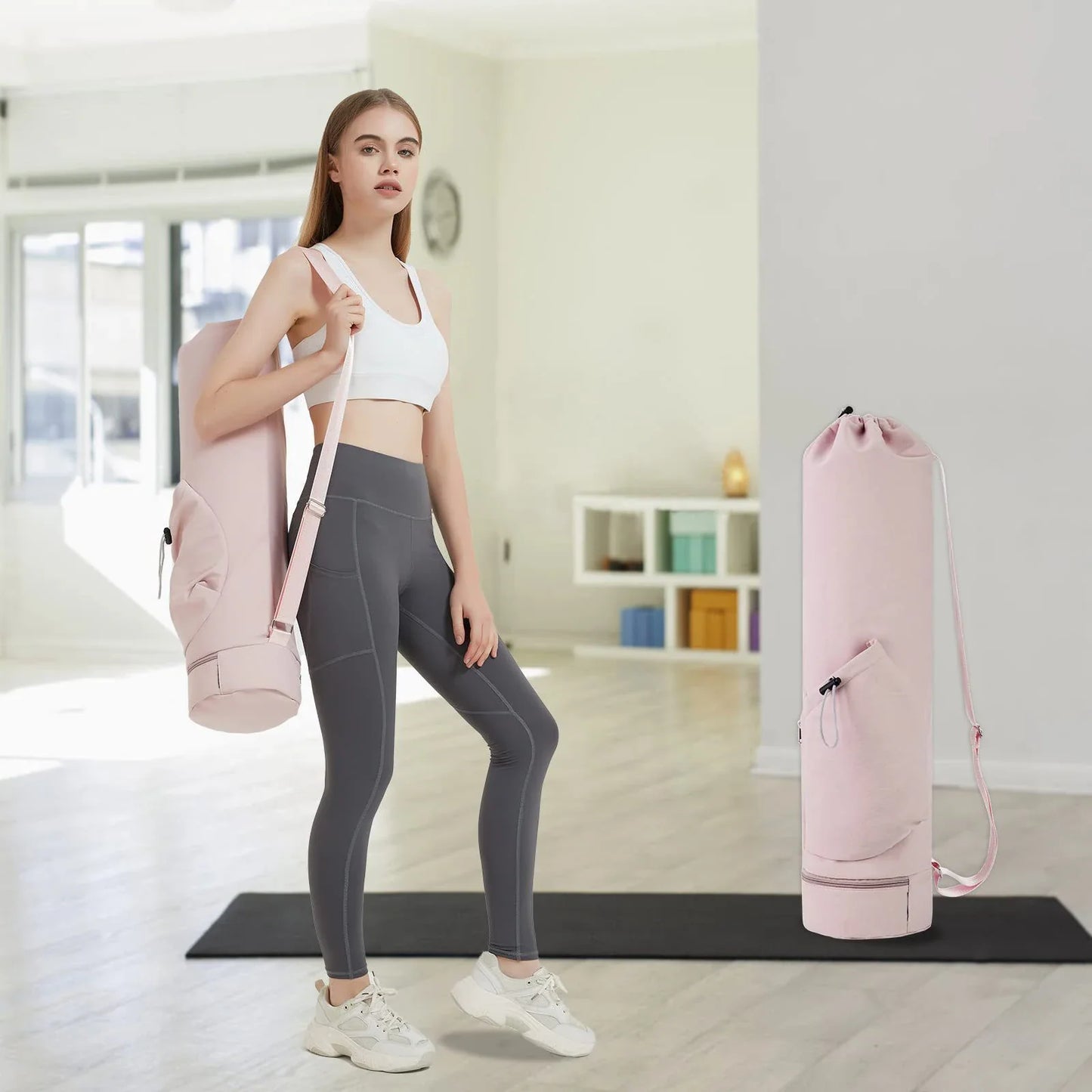 Yogamat-tas met riem en waterflesvak