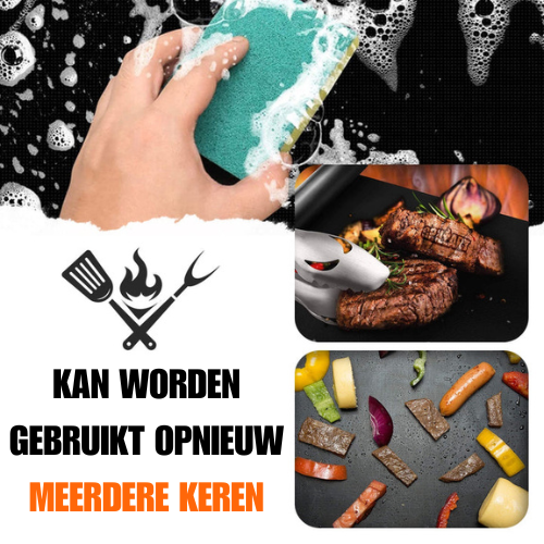 Barbecuemat met antiaanbaklaag