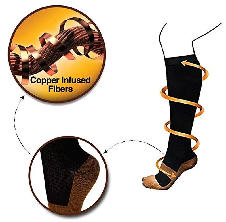 Koperen Compressiesokken voor Circulatie & Pijnverlichting