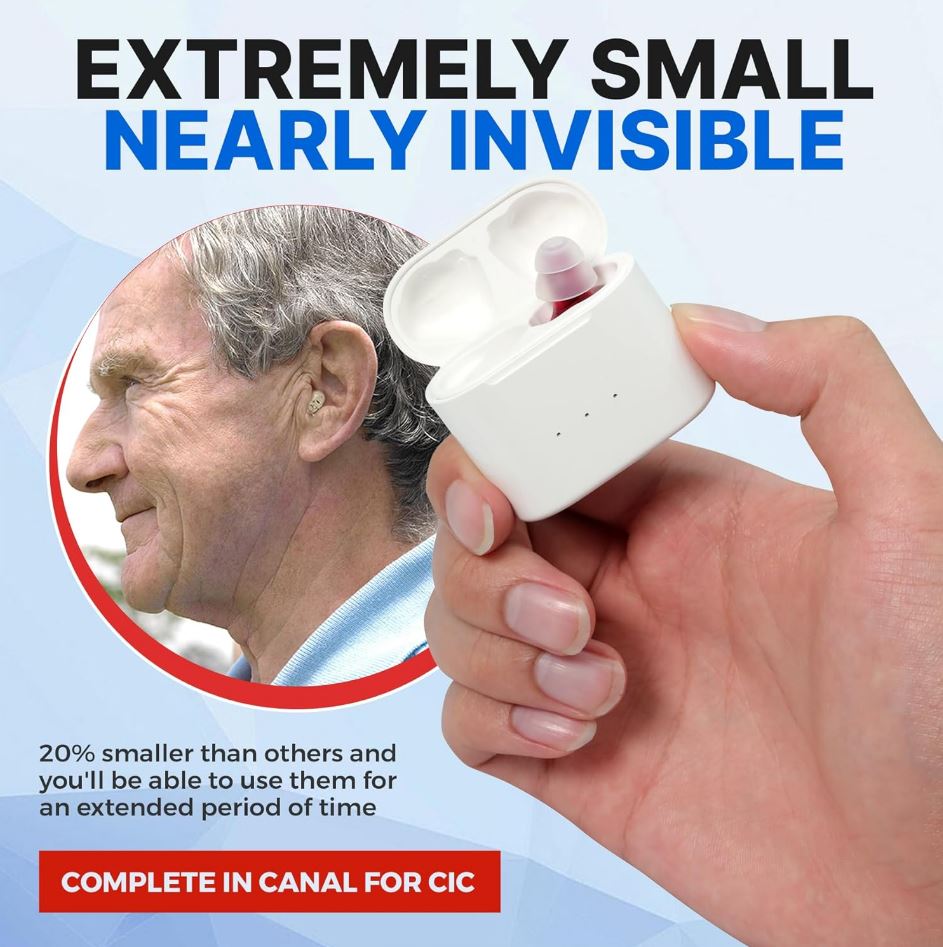 Onzichtbaar hoortoestel - Ultra Discreet CIC, oplaadbaar,  lange batterijlevensduur
