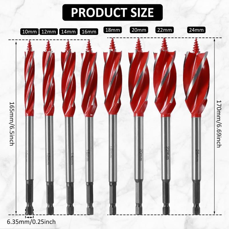 8-delige houtboorset - precisiegereedschap voor schone gaten