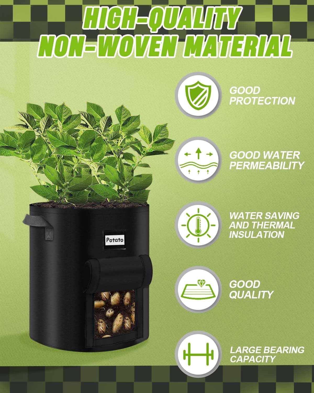 5-Pack 10 Gallon kweekzakken - Duurzame & ademende plantenbakken