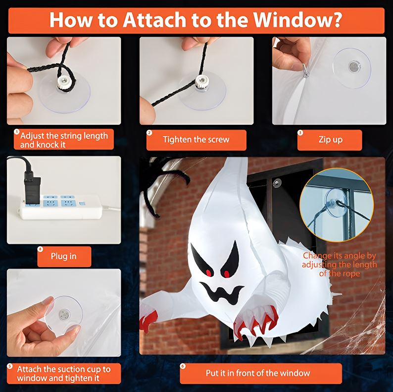 LED Halloween opblaasbare geest - Spookachtige buitendecoratie