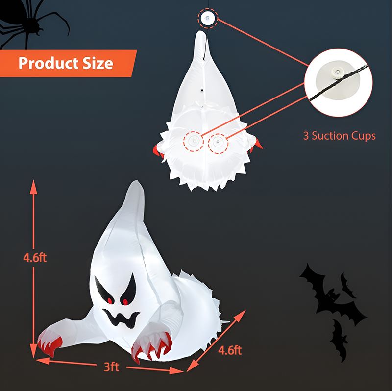 LED Halloween opblaasbare geest - Spookachtige buitendecoratie