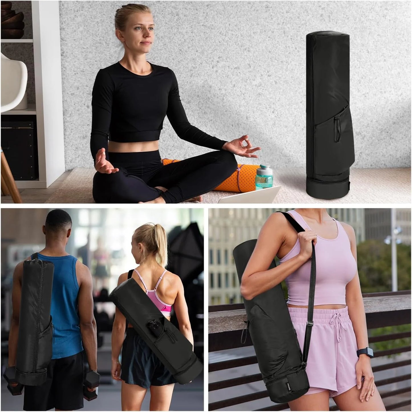 Yogamat-tas met riem en waterflesvak