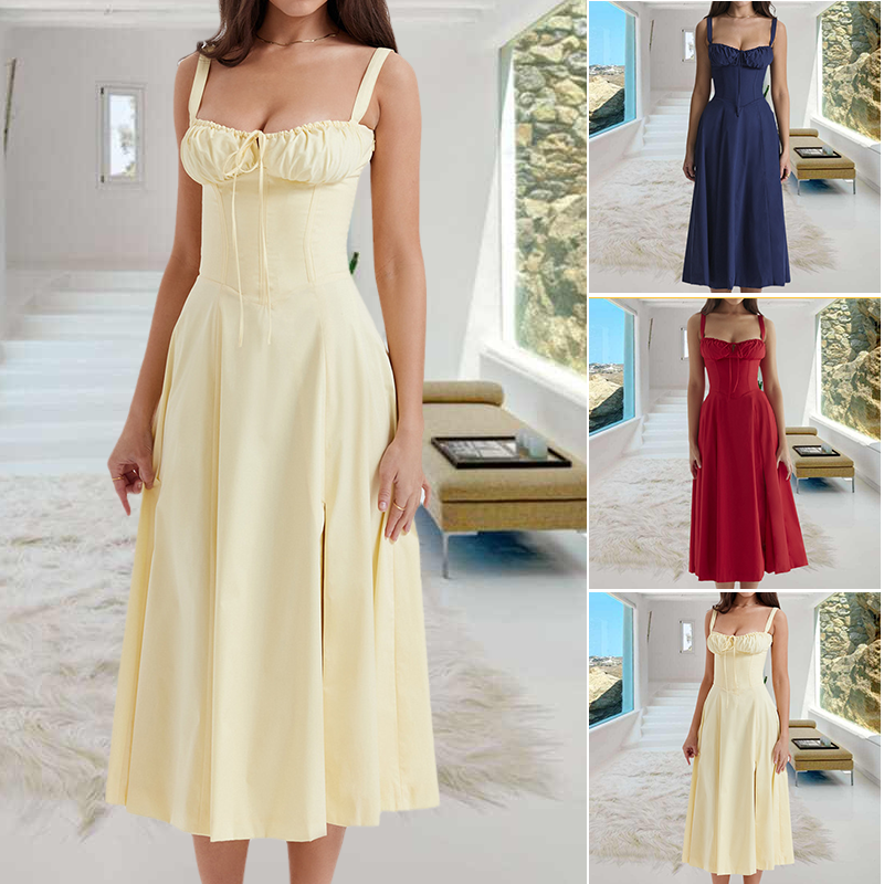 Carmen print bustier zonnejurk