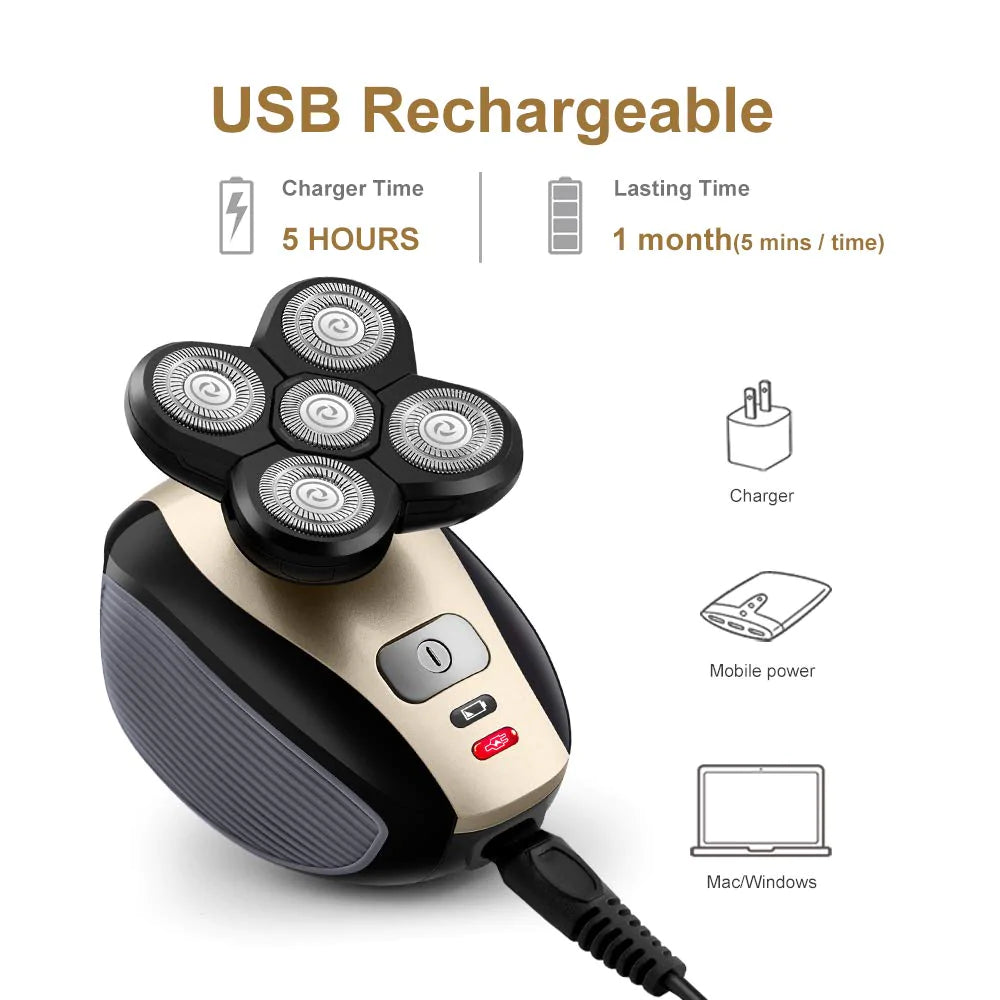 Schedelscheerapparaat | Waterdichte 5-in-1 elektrische trimmer