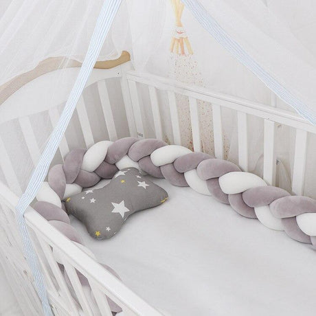 Zachte Baby Bed Bumper - Gevlochten Wiegbeschermer & Kussen