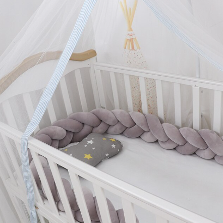 Zachte Baby Bed Bumper - Gevlochten Wiegbeschermer & Kussen