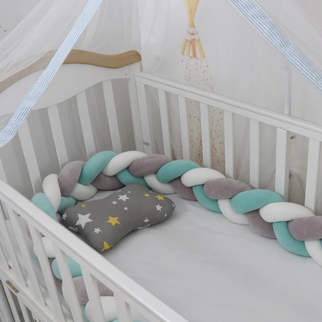 Zachte Baby Bed Bumper - Gevlochten Wiegbeschermer & Kussen
