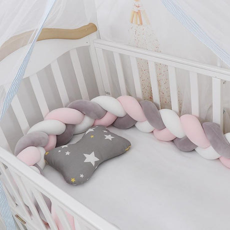Zachte Baby Bed Bumper - Gevlochten Wiegbeschermer & Kussen