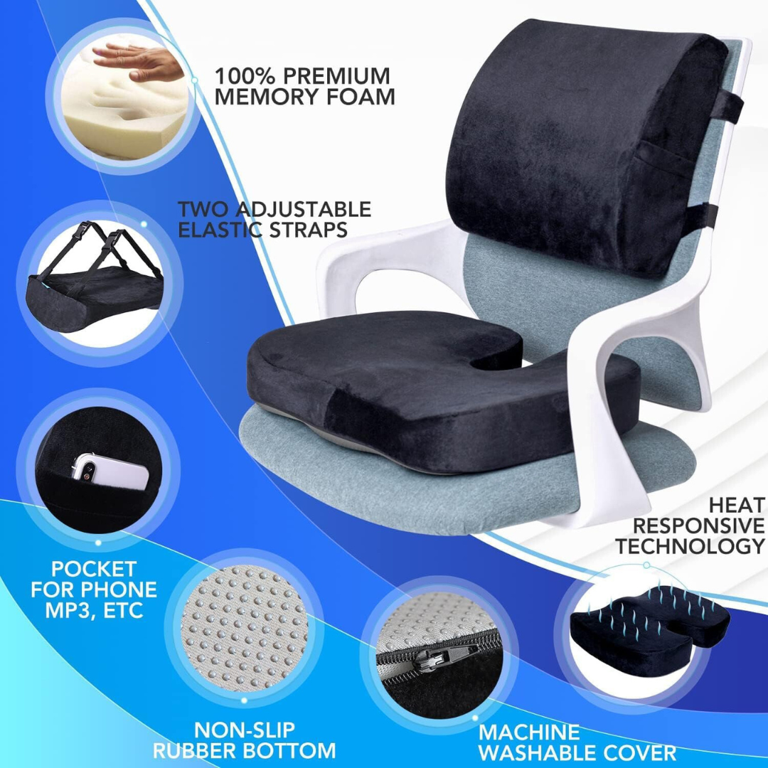 Orthopedisch Memory Foam Zitkussen & Lendesteun