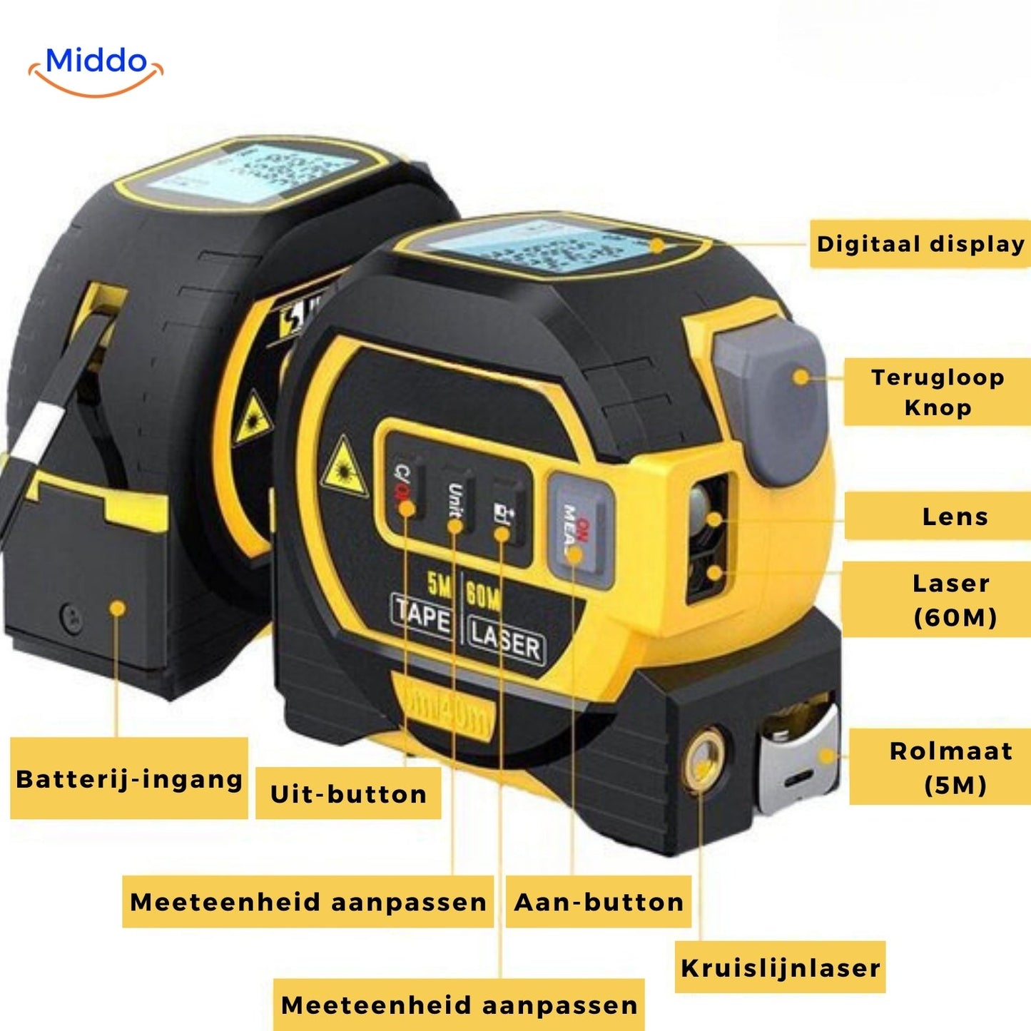 3-in-1 digitaal laser meetlint