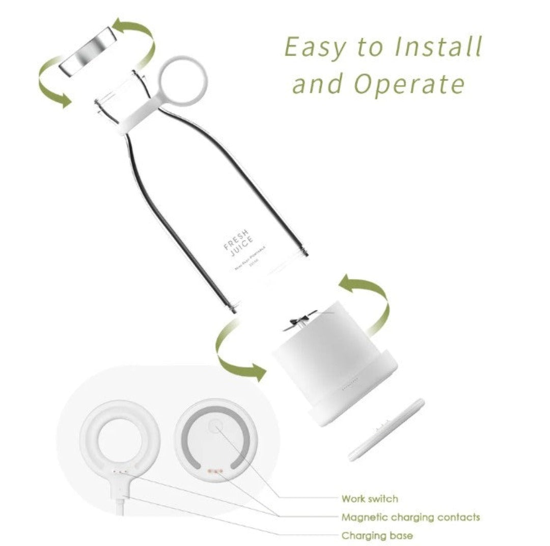 Draagbare USB-oplaadbare blender - Smoothiemaker met 6 bladen voor shakes, sapjes & reizen