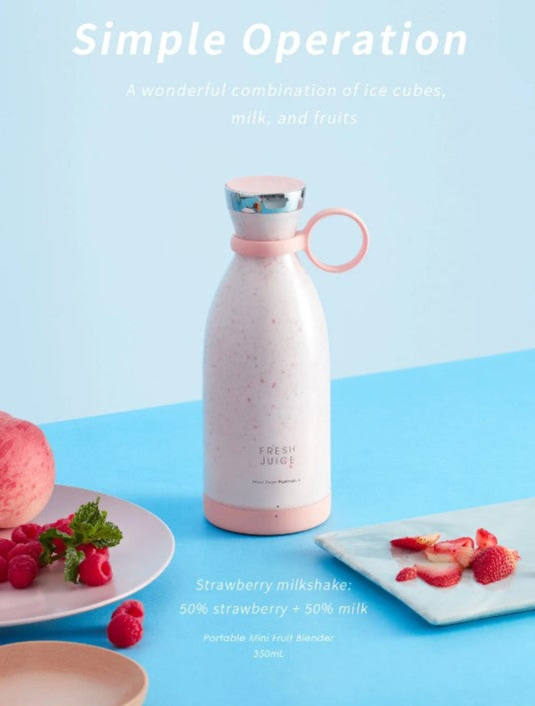 Draagbare USB-oplaadbare blender - Smoothiemaker met 6 bladen voor shakes, sapjes & reizen