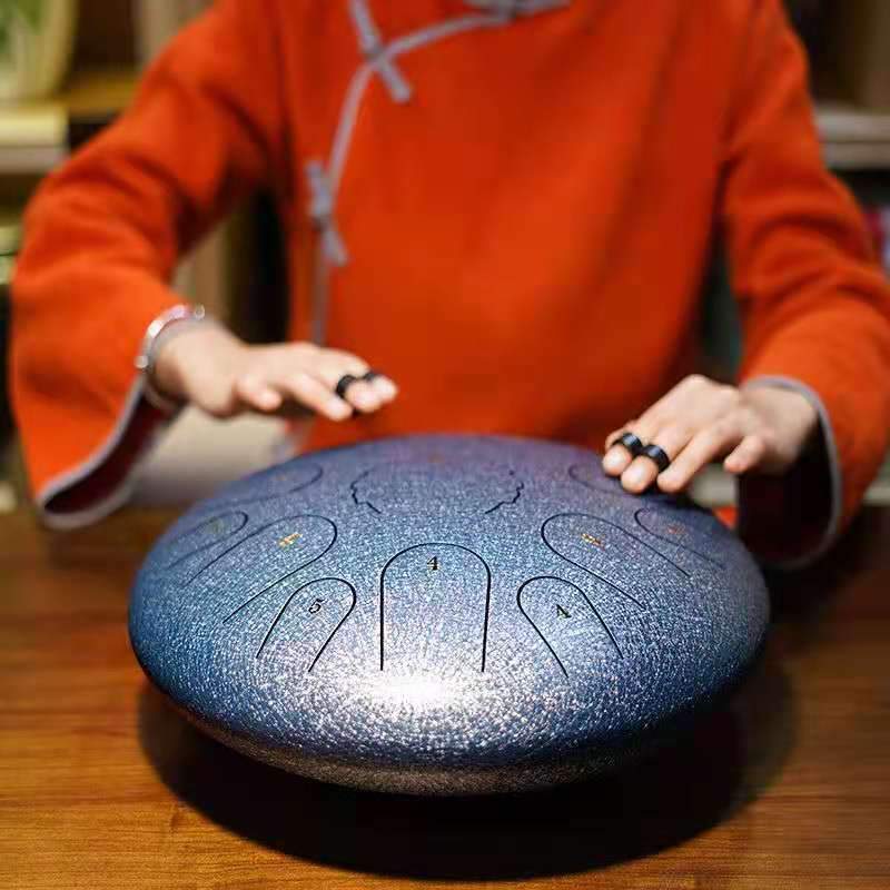 Steel Tongue Drum -Regenton 11 melodieën, met stokken en tas