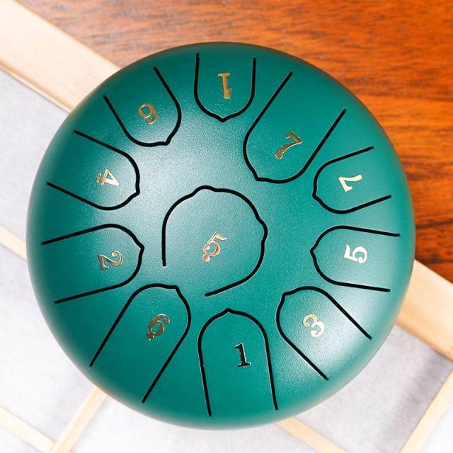 Steel Tongue Drum -Regenton 11 melodieën, met stokken en tas