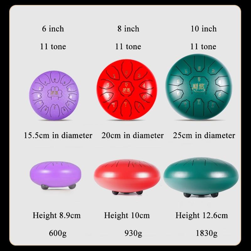 Steel Tongue Drum -Regenton 11 melodieën, met stokken en tas