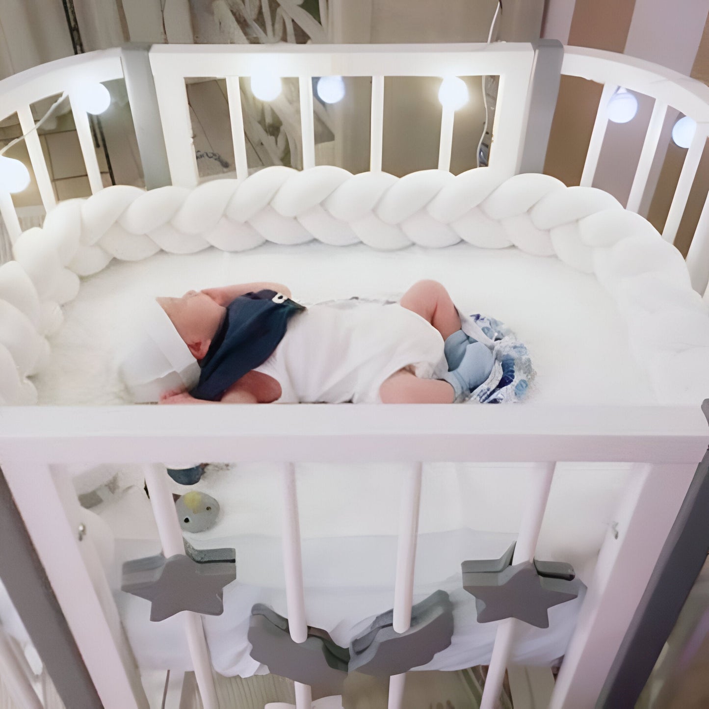 Zachte Baby Bed Bumper - Gevlochten Wiegbeschermer & Kussen