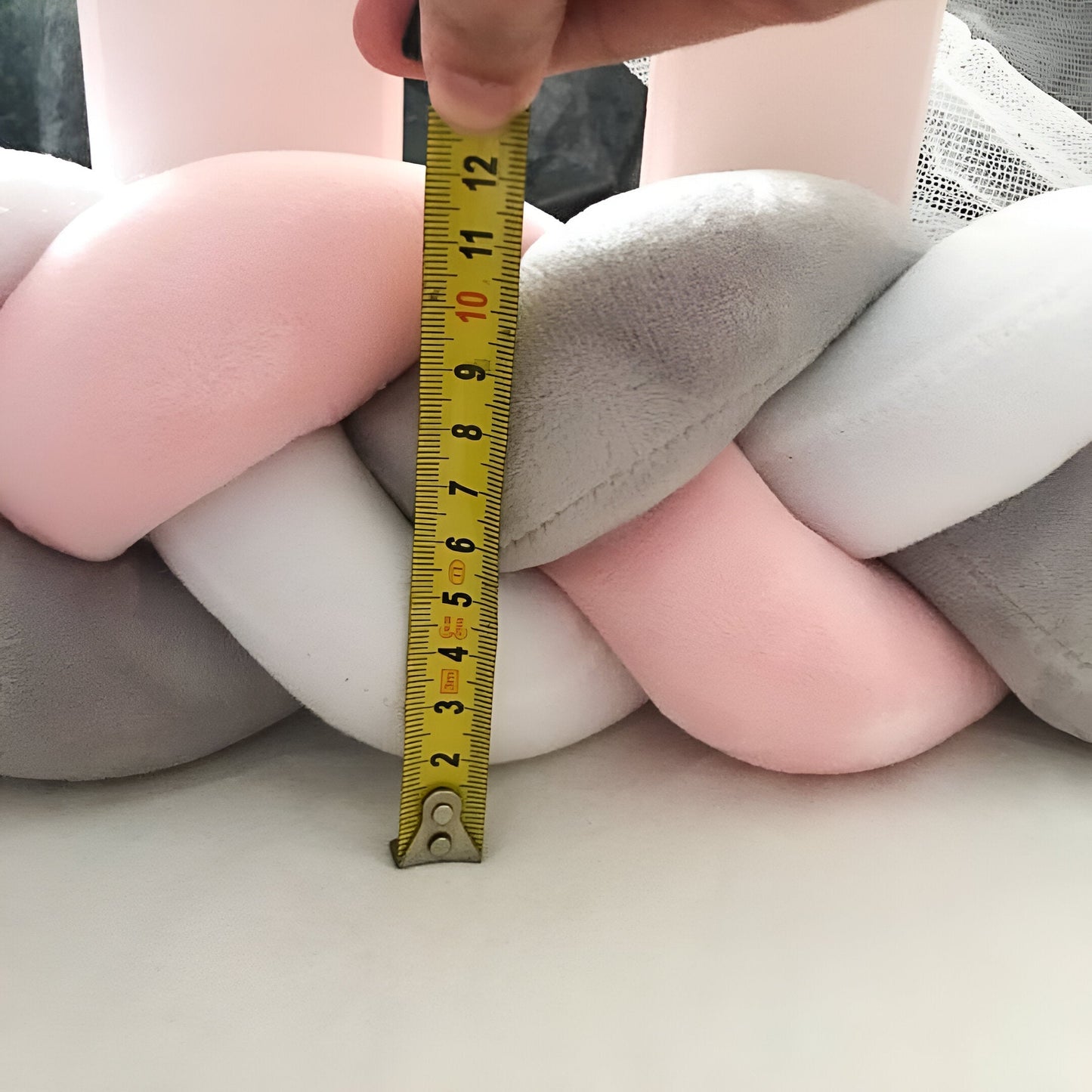 Zachte Baby Bed Bumper - Gevlochten Wiegbeschermer & Kussen