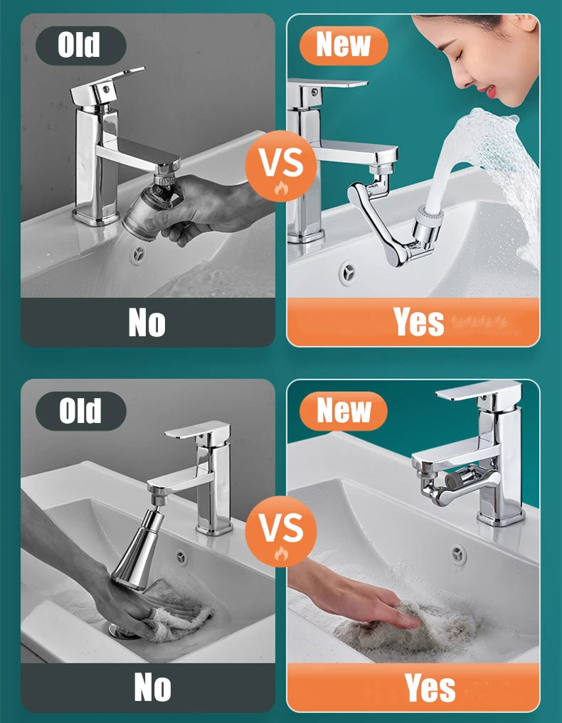 1080° groothoek roterende spatfilter kraan