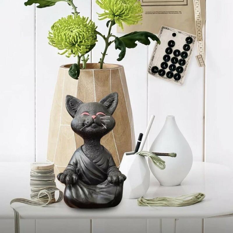 Buddha Cat Statue | Ontspan en mediteer samen met dit kattenbeeldje