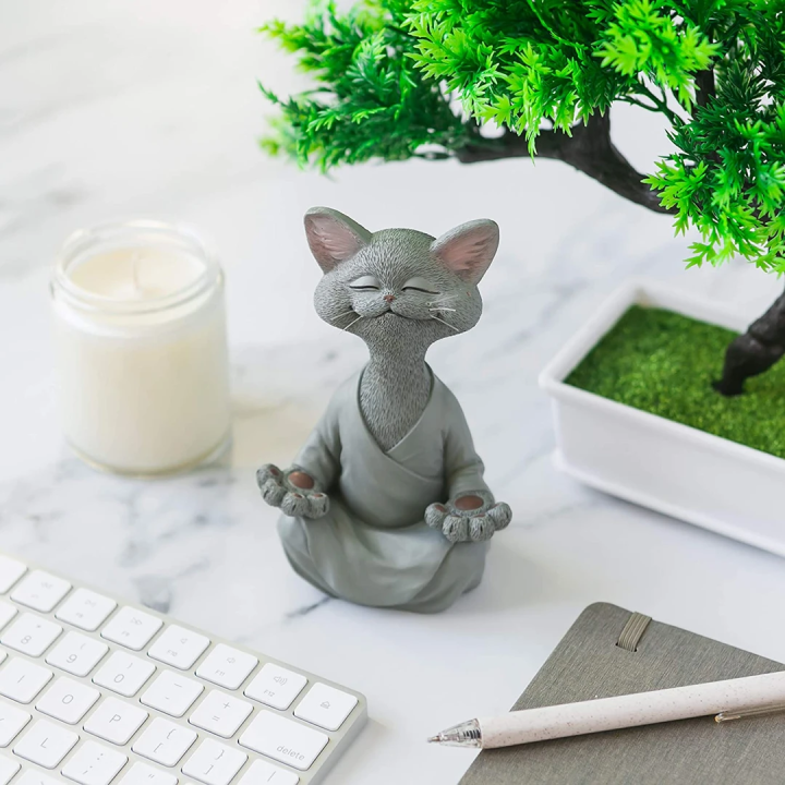 Buddha Cat Statue | Ontspan en mediteer samen met dit kattenbeeldje
