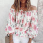 Blouse met ruches aan de mouwen en bloemen