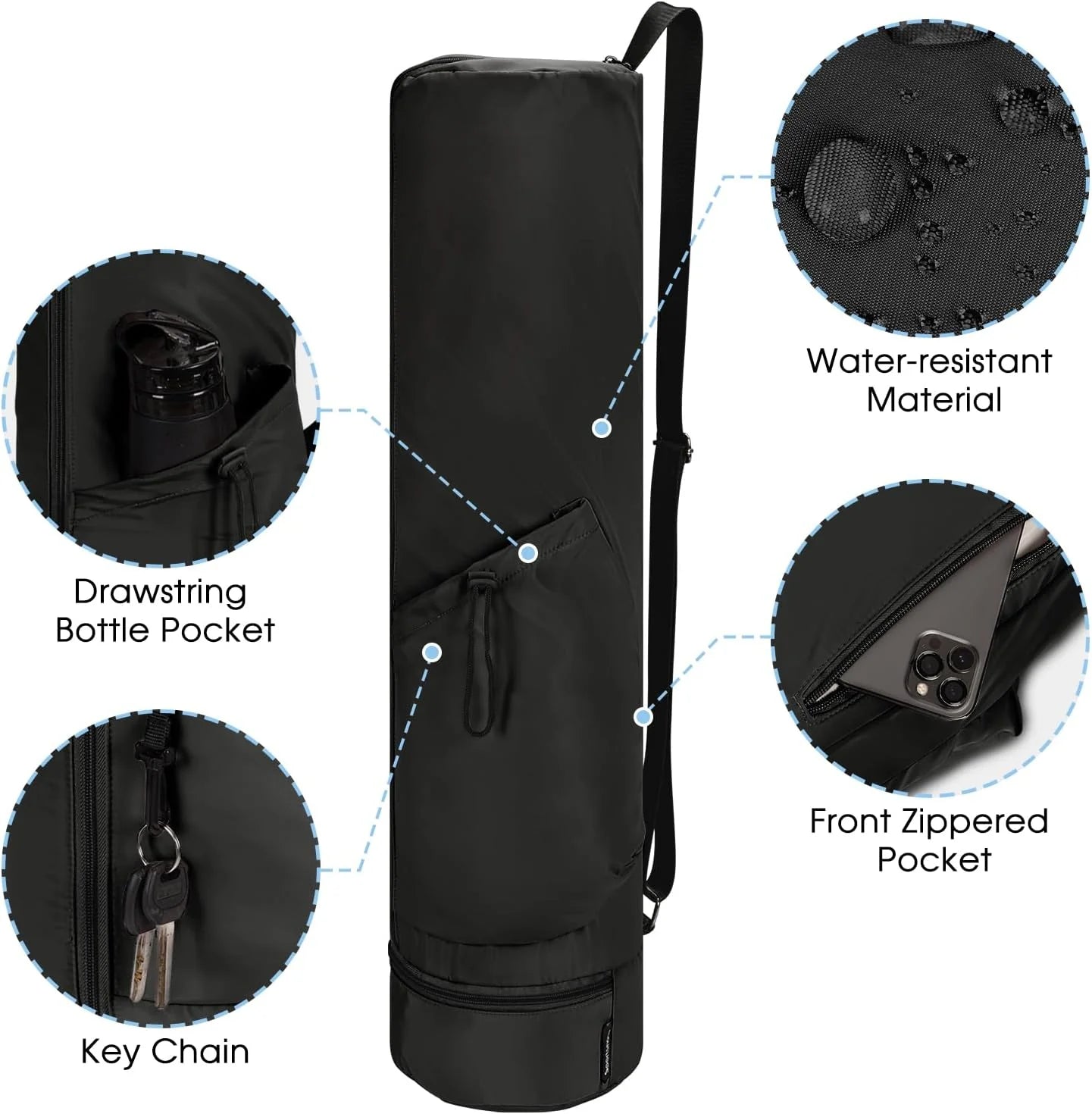 Yogamat-tas met riem en waterflesvak