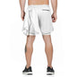 2-in-1 dubbellaagse fitness sneldrogende broek