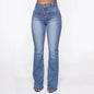 Bootcut jeans met hoge taille en gewassen knopen