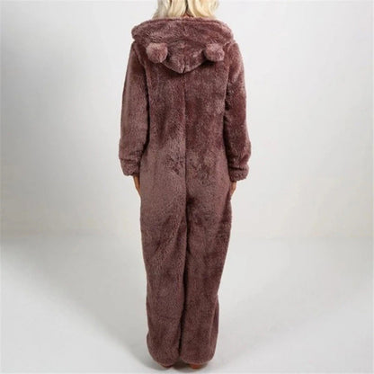 Pluche fleece romper eendelige pyjama voor vrouwen