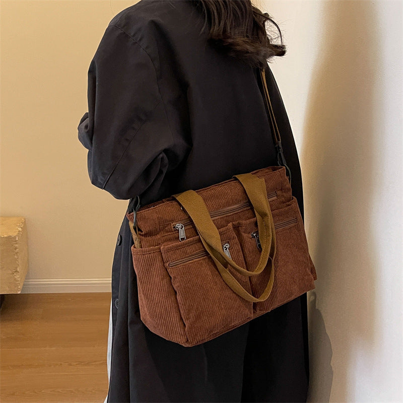 Trendy Corduroy Schoudertas - Stijlvolle en veelzijdige tas met comfortabele riemen, perfect voor dagelijks gebruik