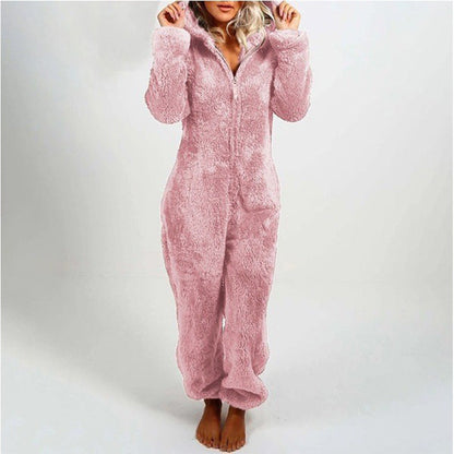 Pluche fleece romper eendelige pyjama voor vrouwen