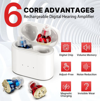 Onzichtbaar hoortoestel - Ultra Discreet CIC, oplaadbaar, ruisonderdrukking, lange batterijlevensduur