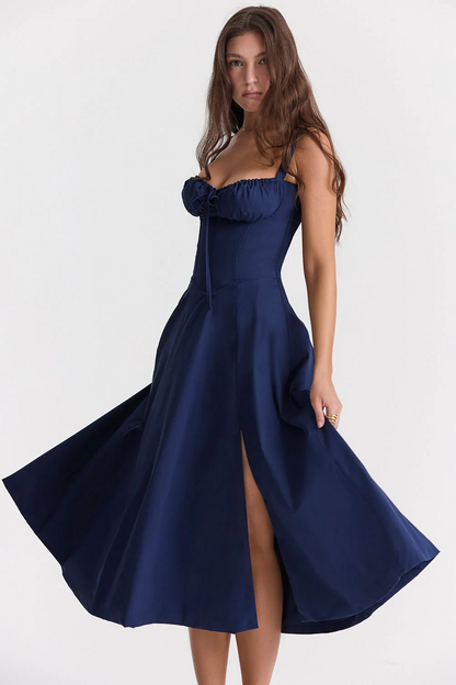 BloomTuck - Gebloemde Bustier Midriff Taillevormer Jurk