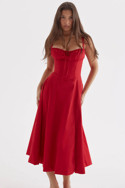 BloomTuck - Gebloemde Bustier Midriff Taillevormer Jurk