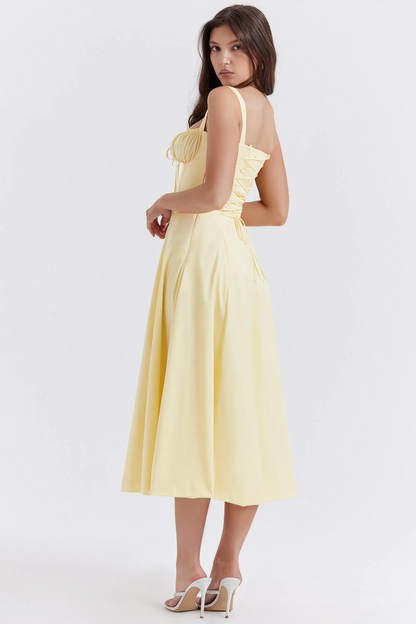 BloomTuck - Gebloemde Bustier Midriff Taillevormer Jurk