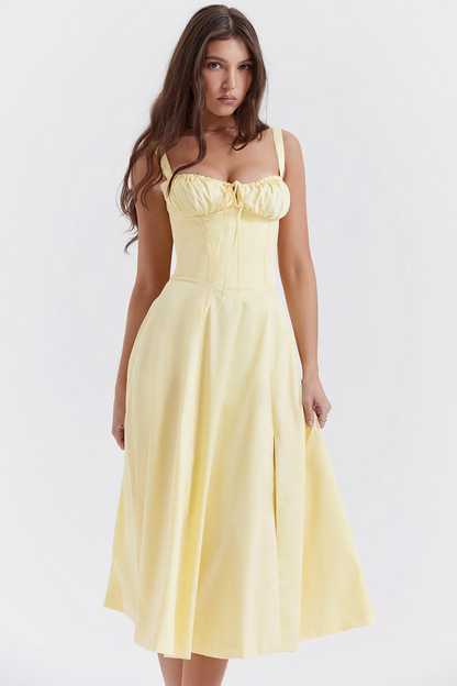 BloomTuck - Gebloemde Bustier Midriff Taillevormer Jurk