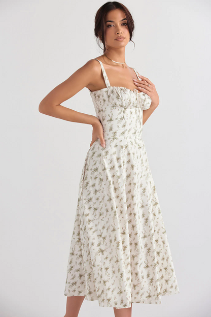 BloomTuck - Gebloemde Bustier Midriff Taillevormer Jurk