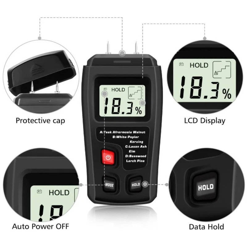 Houtvochtigheidsmeter - Digitale tester voor hout en brandhout